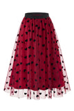 Women's 3D Floral Mesh Tulle Midi Skirt – High Waisted A-Line Fairy Long Skirt