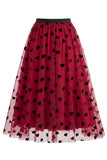 Women's 3D Floral Mesh Tulle Midi Skirt – High Waisted A-Line Fairy Long Skirt