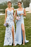 Women's Sky Blue Mermaid Bridesmaid Dress U.S. Warehouse Stock Clearance - Only $59.9
