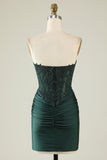 Sheath Sweetheart Dark Green Short Homecoming Dress with Beading