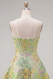 A-Line Green Corset Sequins Short Homecoming Dress