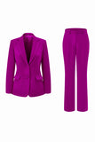 Fuchsia 2-Piece One Button Notched Lapel Women Suits