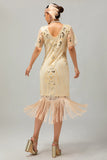 Sparkly Flapper Black Golden Sequin Bodycon Fringed 1920s Dress