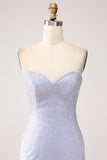 Lilac Mermaid Sweetheart Strapless Beaded Long Prom Dress