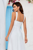 Ivory Scoop Neck Boho Simple Wedding Dress with Lace