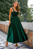 Dark Green Velvet Prom Dress
