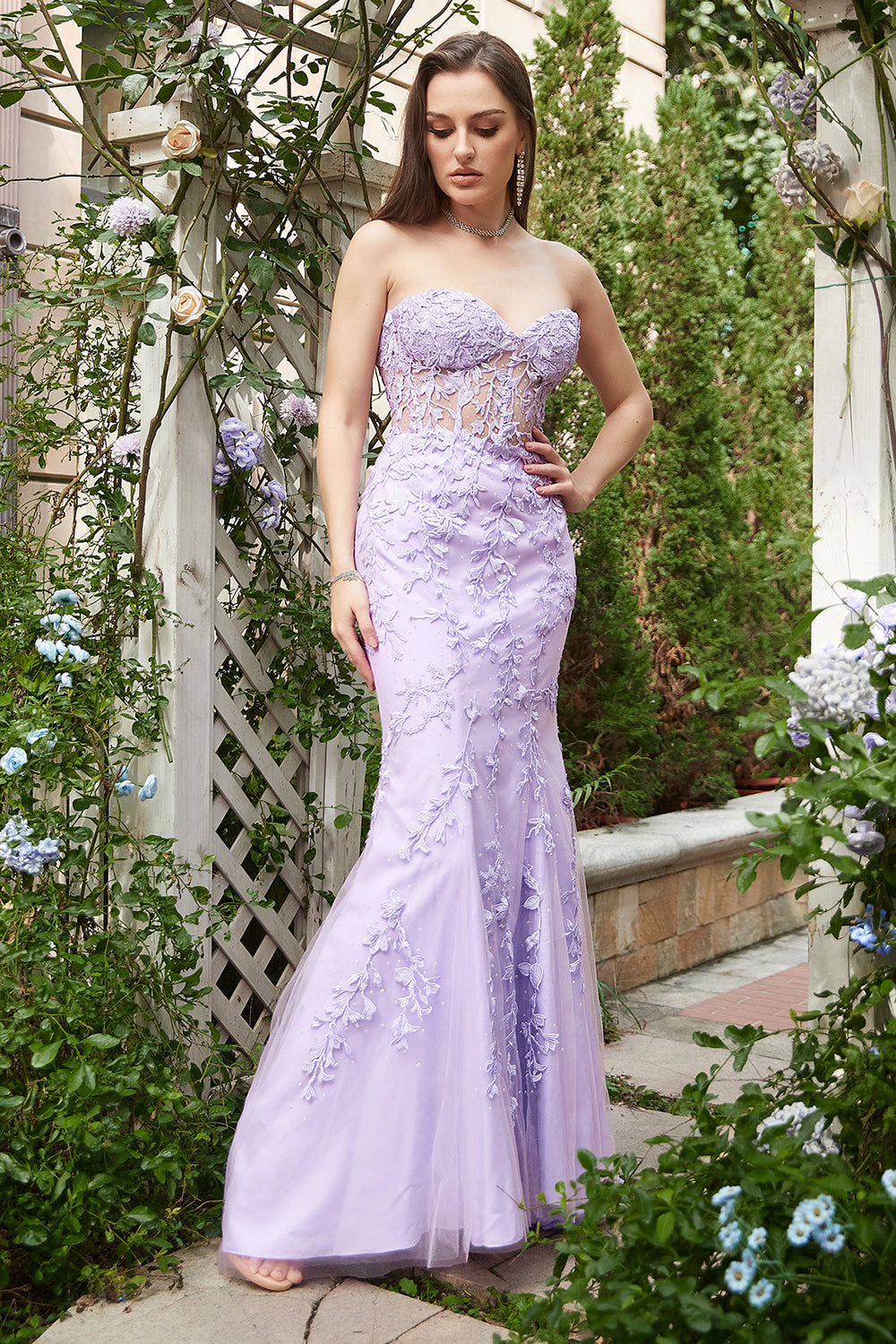 Sweetheart Neck Mermaid Long Purple Prom Dress With Appliques