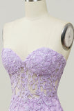 Purple Sweetheart Neck Mermaid Prom Dress With Appliques