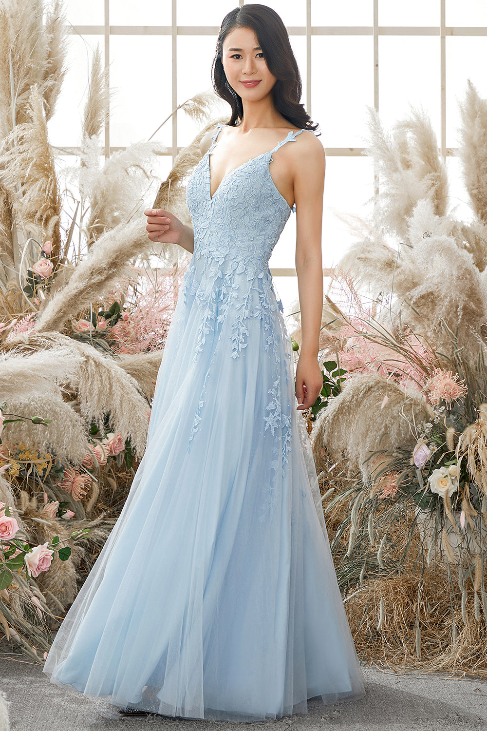 Zapaka Women's Purple Prom Dress with Appliques Tulle Spaghetti Straps Formal Dress, Blue / US8 Zapaka Women's Purple Prom Dress with Appliques Tulle Spaghetti Straps Formal Dress, Blue / US8