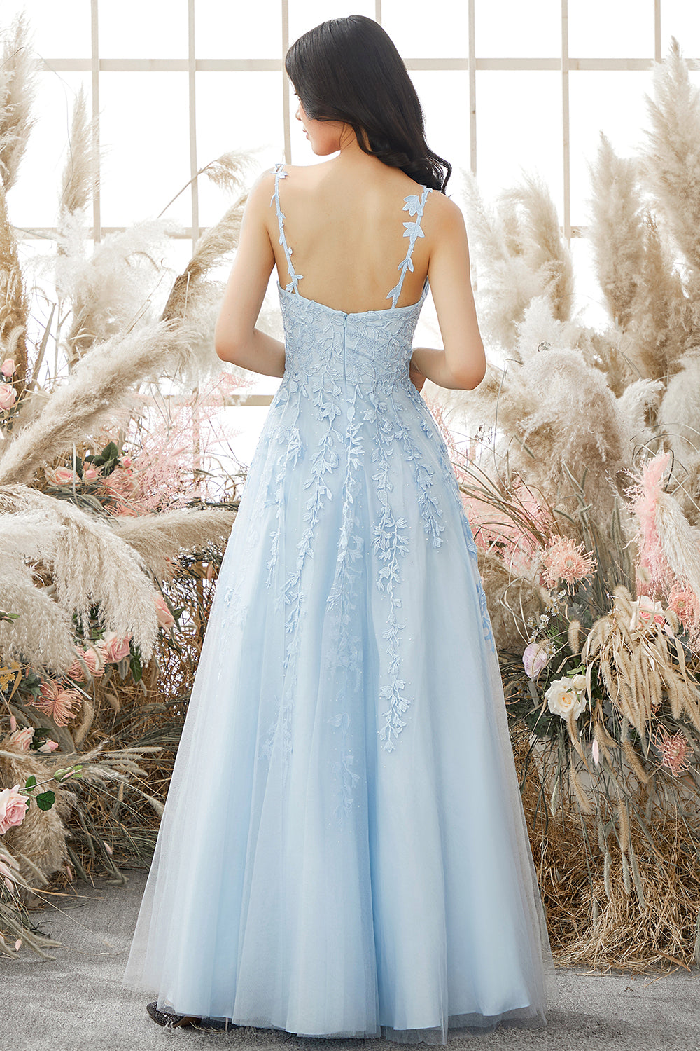 purple blue prom dress Navy Sequin With Floral Aesthetic Design Unveil your fairy Portia and Scarlett PS25234 Long