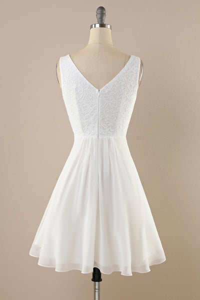 Zapaka Women White Lace Chiffon Vintage Dress Homecoming Cocktail Dress ...