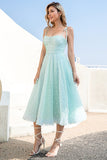 A Line Spaghetti Straps Light Green Prom Party Dress