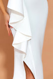 One Shoulder White Evening Party Dress