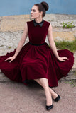 Burgundy Velvet Short Dress