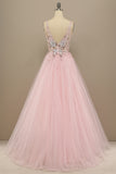 Gorgeous Deep V Neck Grey/Pink Prom Dress with Appliques