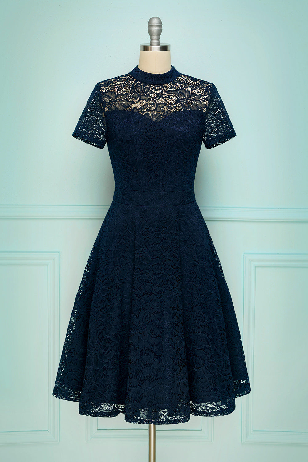 Navy High Neck Lace