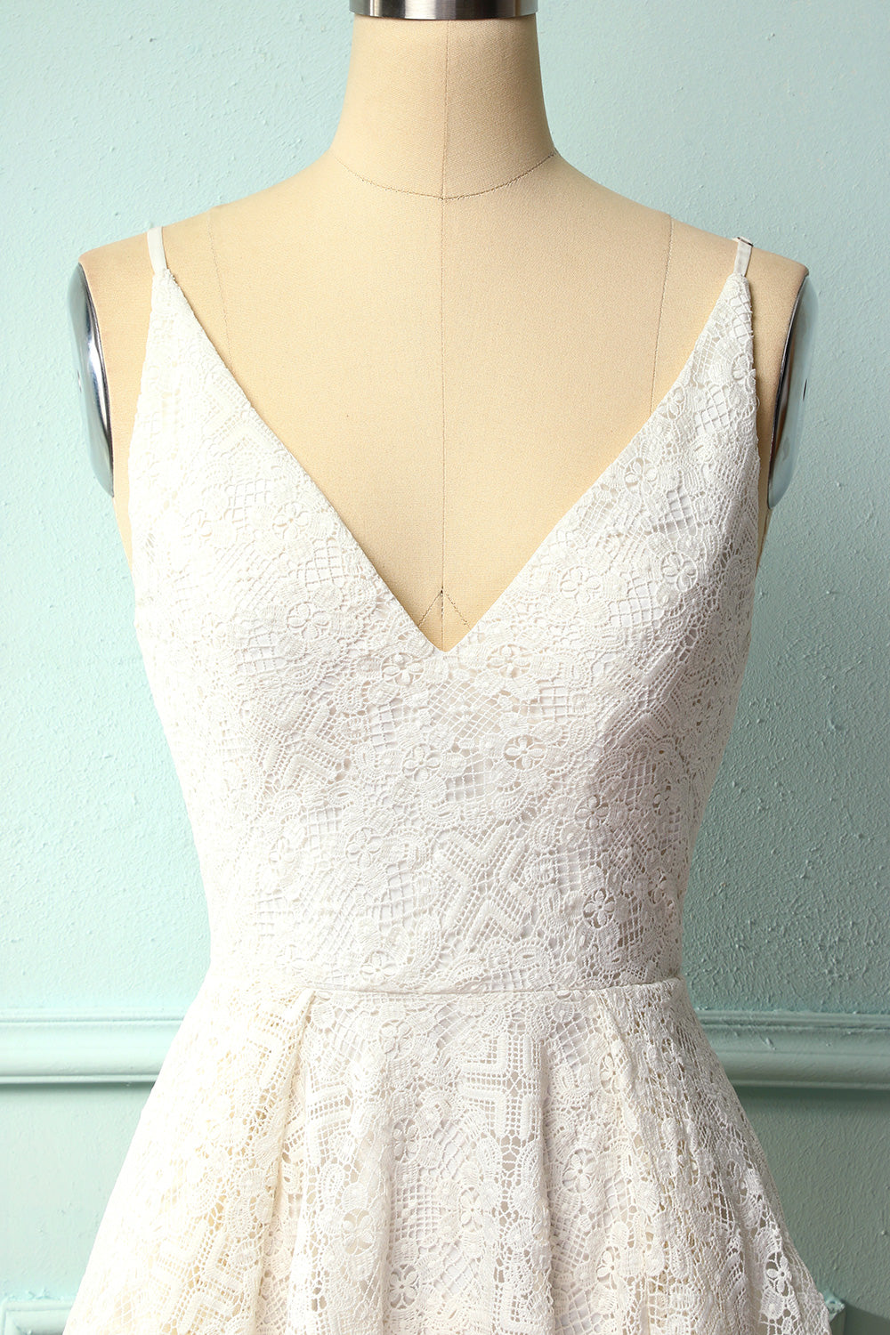 White Lace Asymmetrical Dress