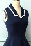 Navy Blue 1950s Style Dress