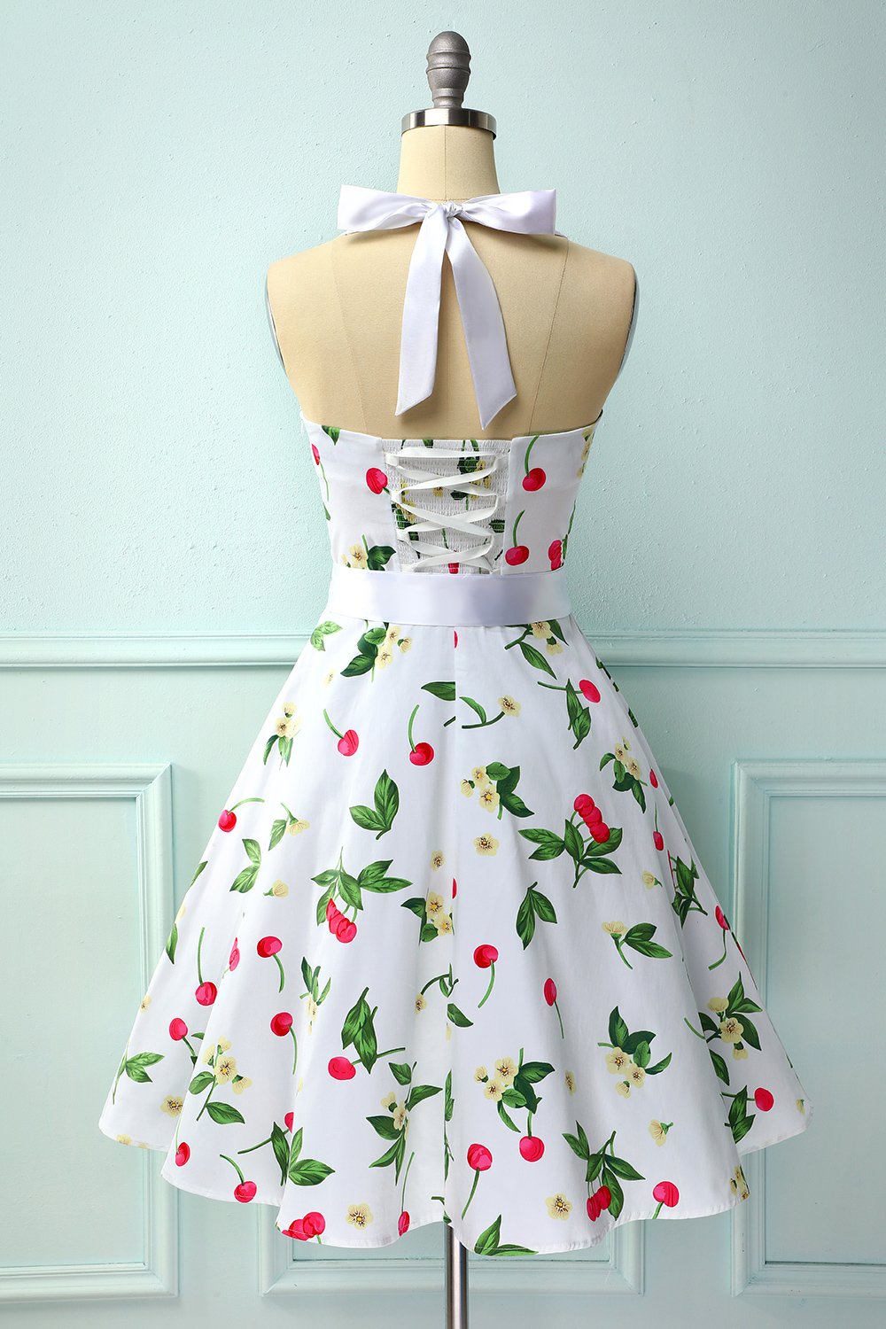 Print Pin Up Halter Vintage Dress