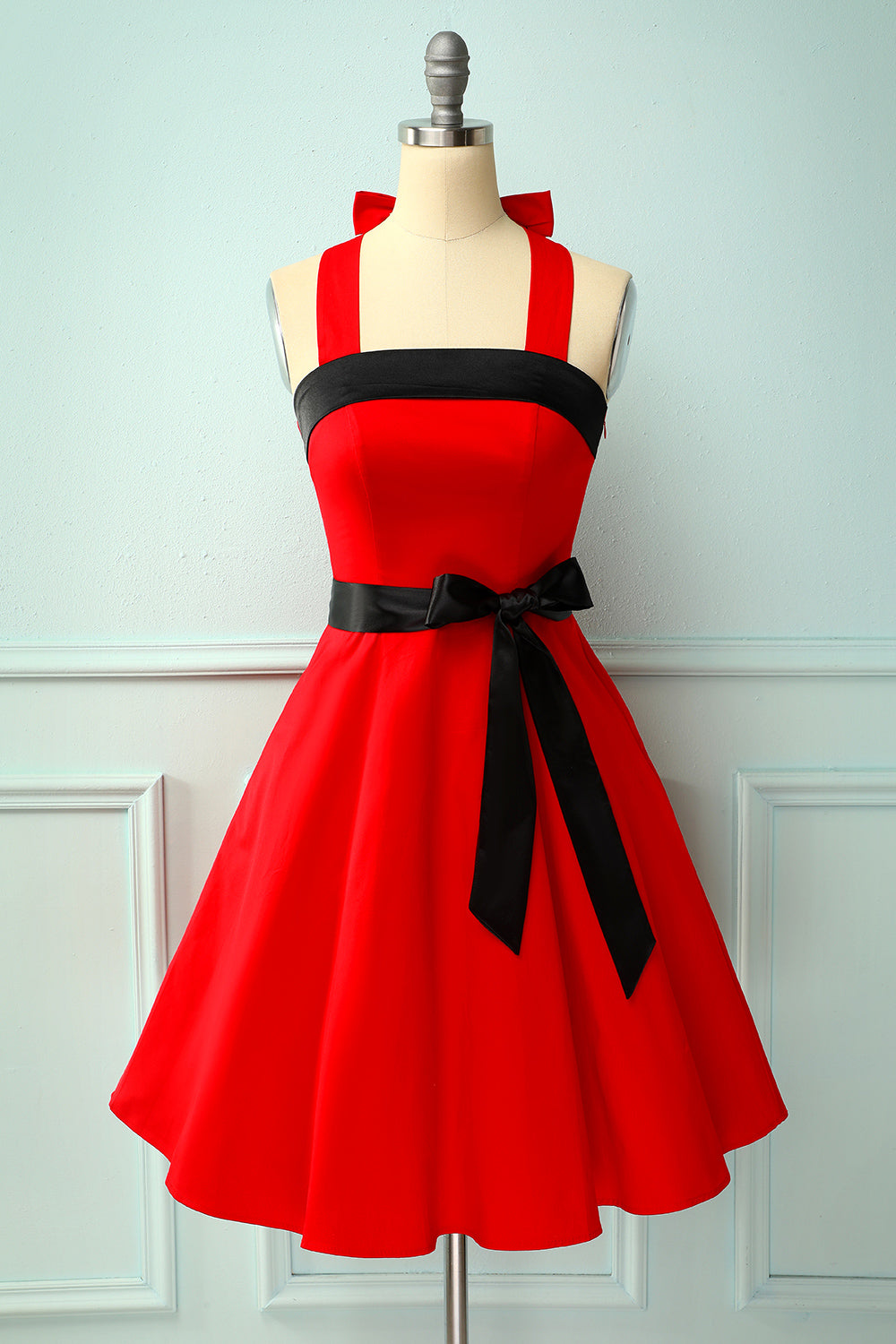 Red/Black Halter Pinup Dress