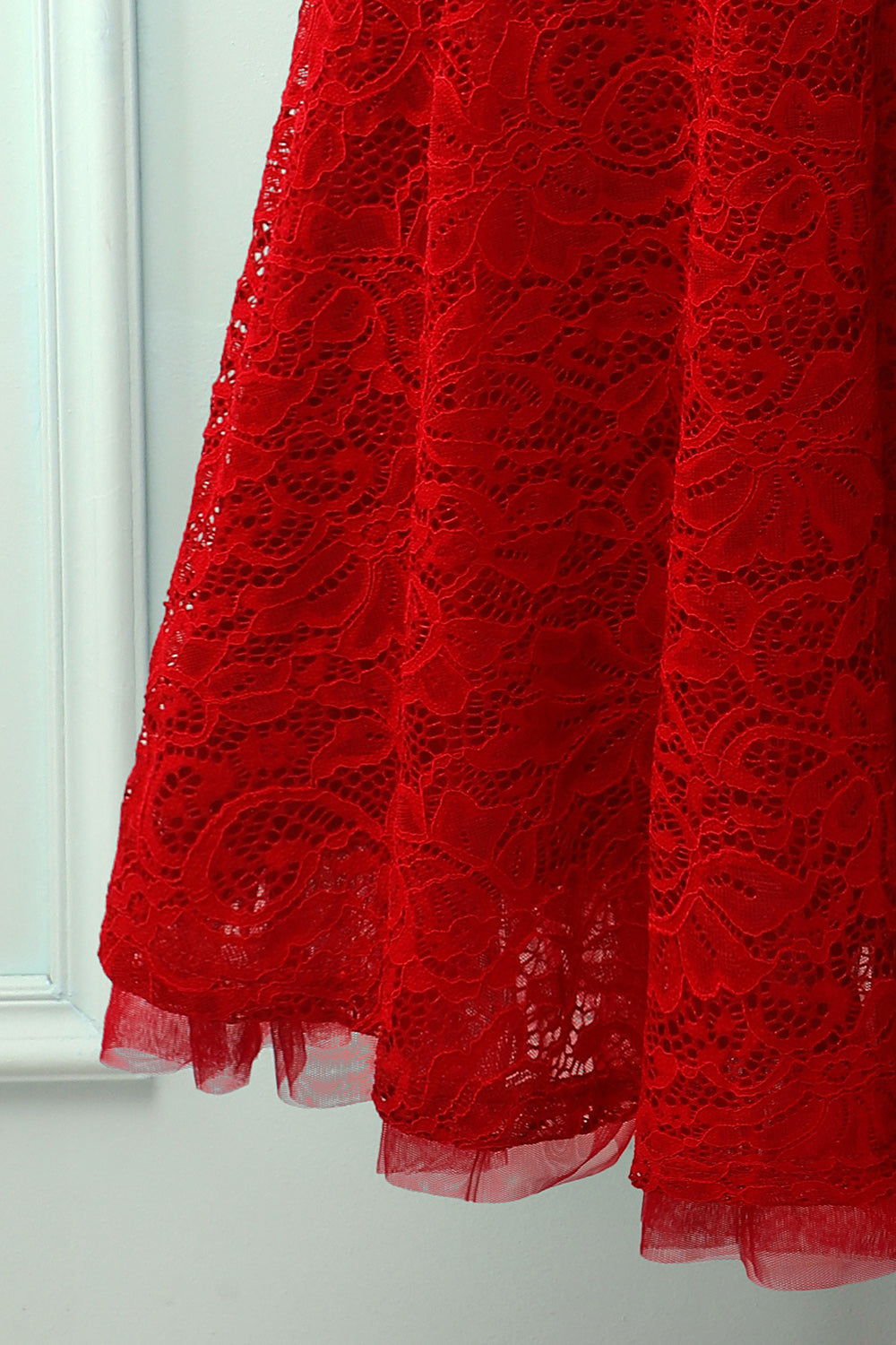 Vintage Lace A-line Red Formal Midi Bridesmiad Dress – ZAPAKA