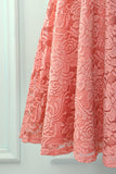 Blush 3/4 Sleeves Lace Formal Party Dress