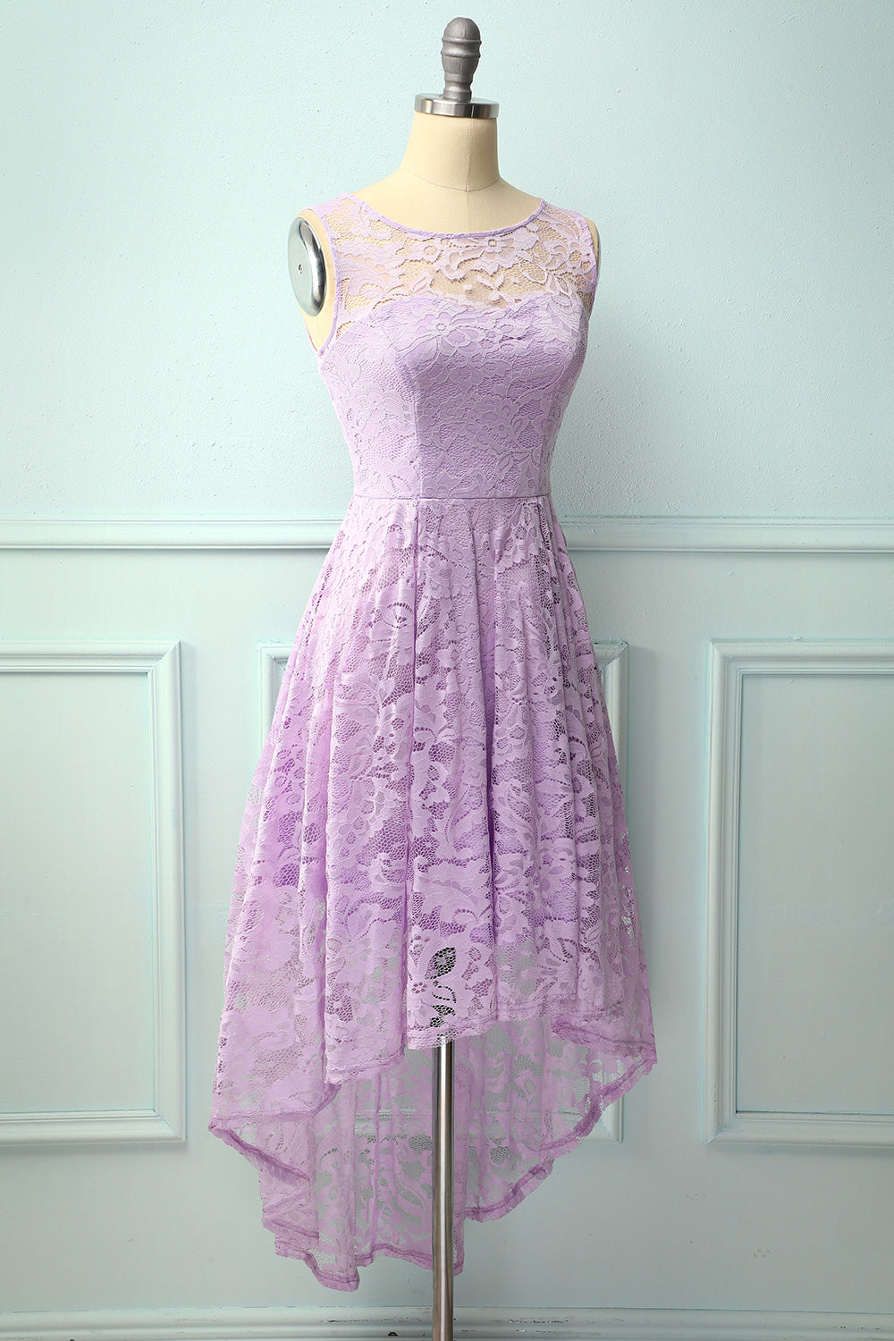 Asymmetrical Lavender Lace Dress