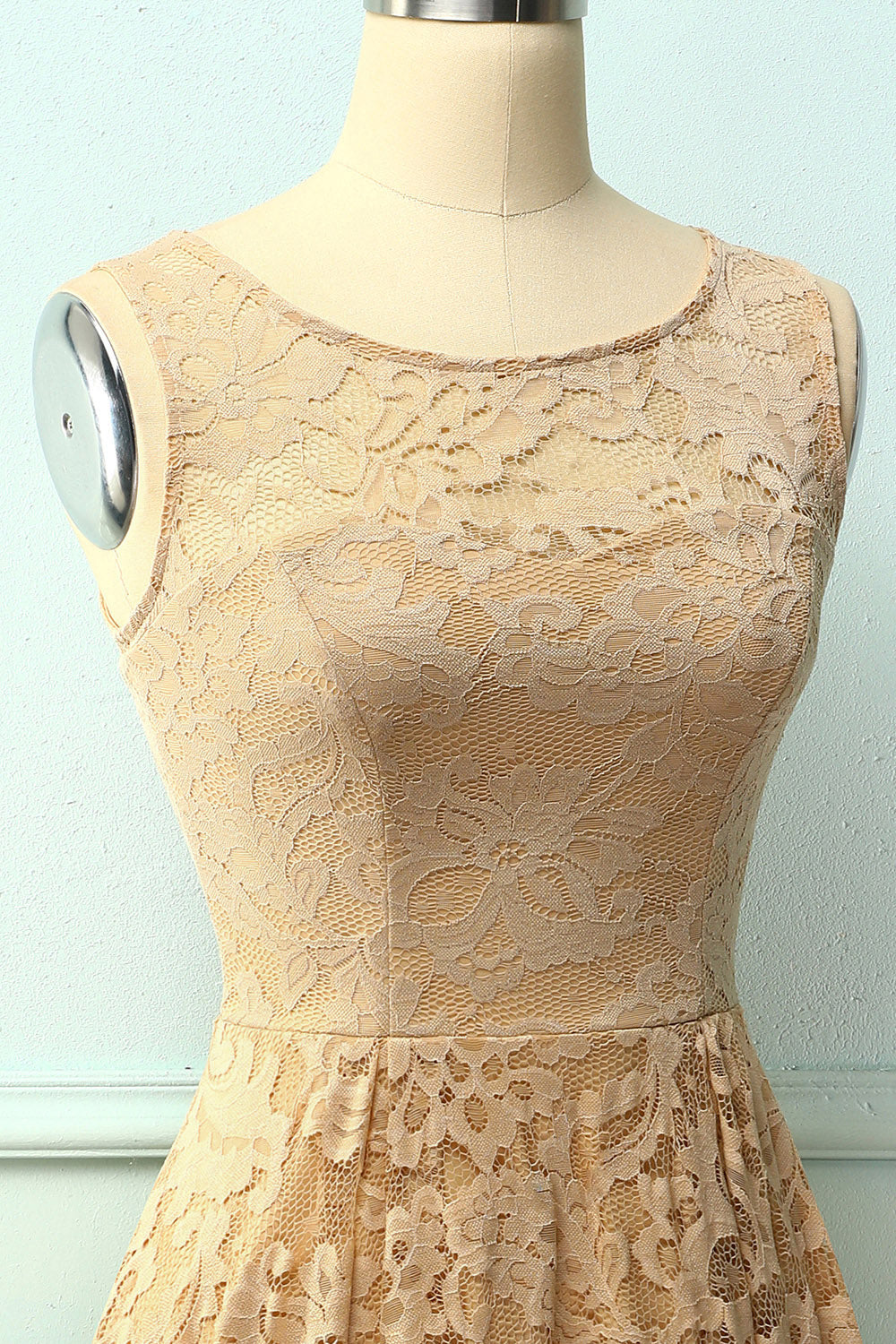 Asymmetrical Champagne Lace Dress