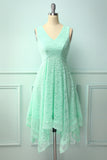 Mint Asymmetrical Lace Dress