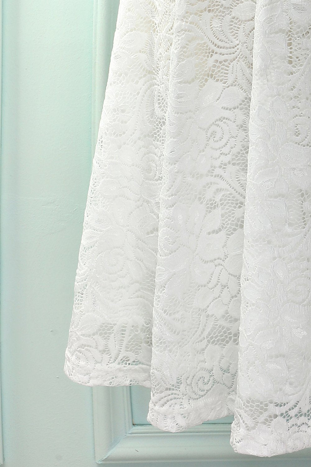 White V Neck Midi Vintage Lace Formal Dress