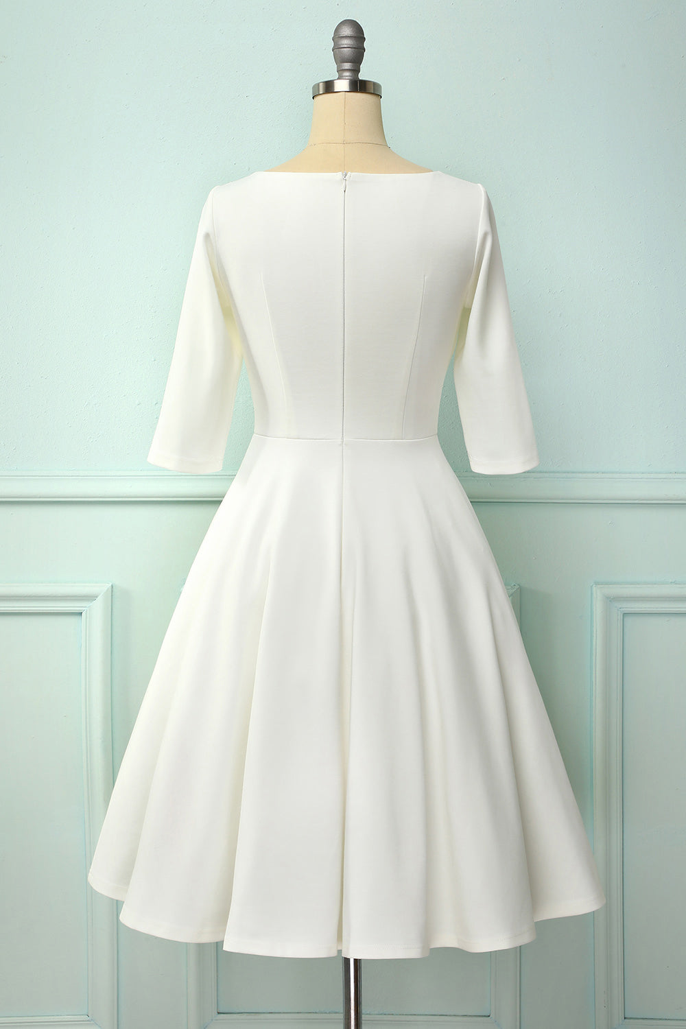 White Crepe Vintage Formal Dress