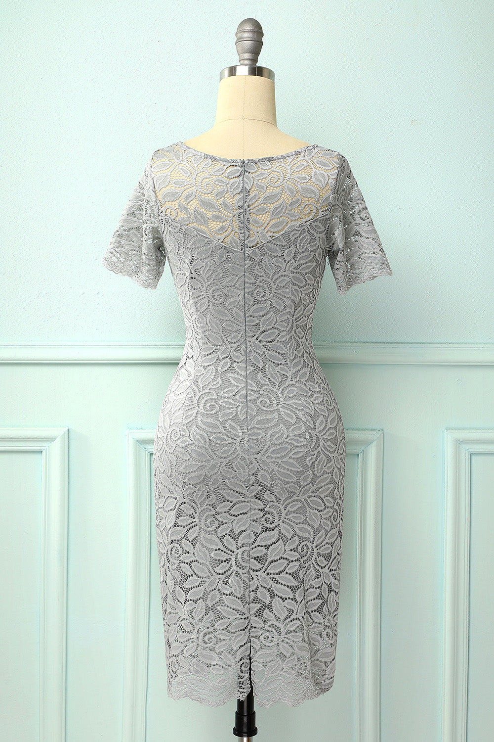Grey Bodycon Lace Dress