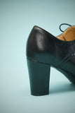 Black Leather Chunky Heels