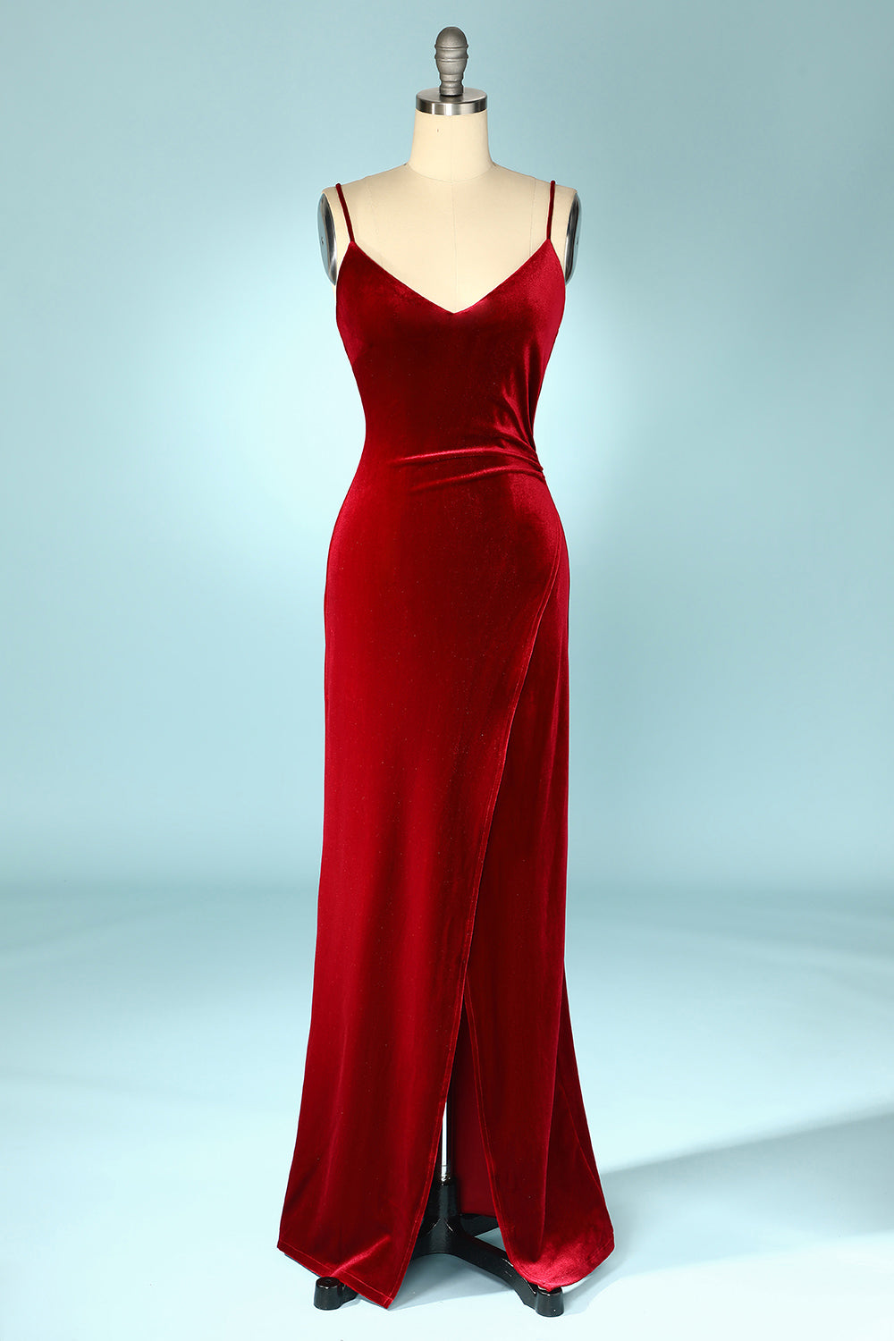 Red Velvet Evening Party Dress