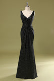 Long Black Sequins Dress