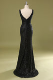 Long Black Sequins Dress