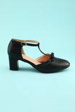 Leather Black Chunky Heels