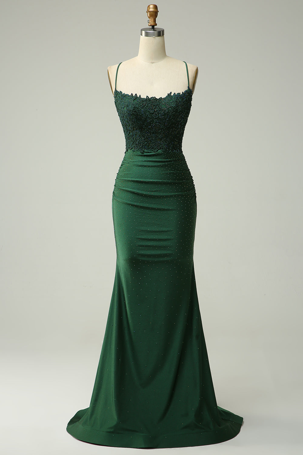 Zapaka Women Dark Green Long Prom Dress Mermaid Halter Formal
