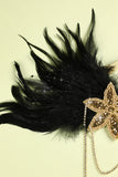 1920s Black and Gold Feather Beaded Headband