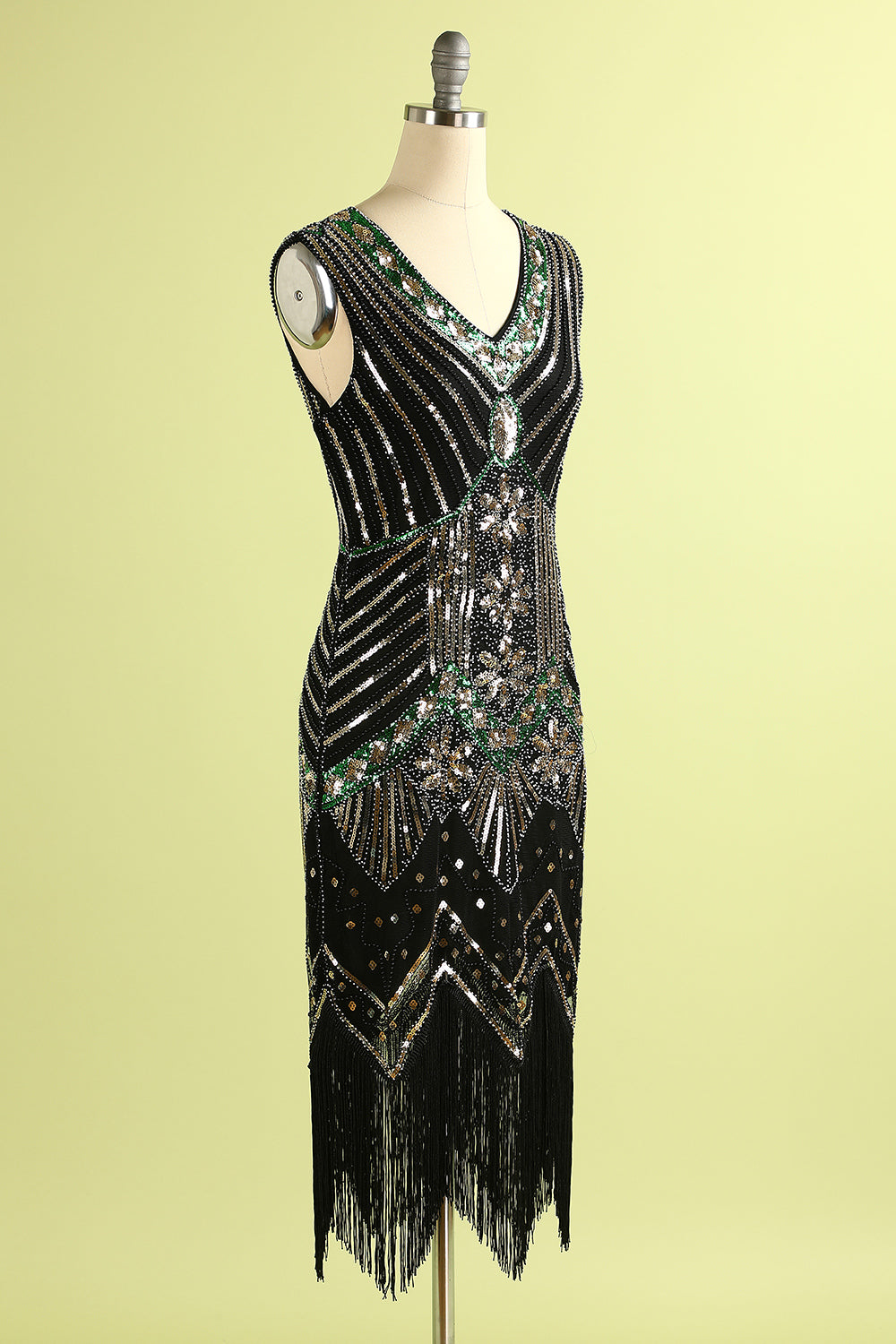 Zapaka Royal Blue V Neck Sleeveless Sequins Glitter 1920s Bodycon ...