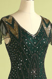 Black and Green 1920s Sequins Flapper Dress