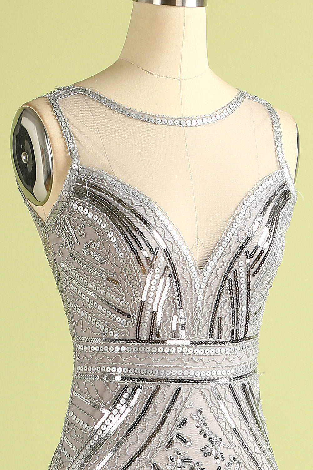 1920s Sequin Long Tulle Flapper Dress