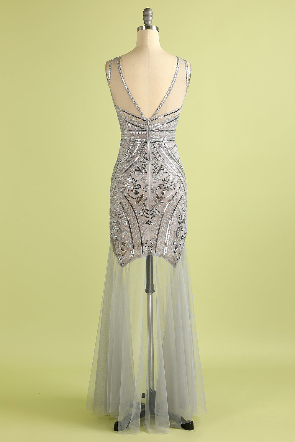 1920s Sequin Long Tulle Flapper Dress