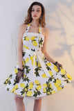 Halter Lemon Printed 1950s Dress