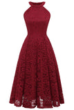Dark Red Lace Party Dress