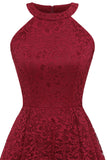 Dark Red Lace Party Dress