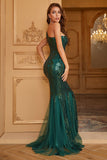 Mermaid Dark Green One Shoulder Long Prom Dress