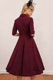 Burgundy Midi Vintage Dress