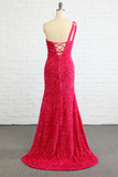 Dark Red Stars Sequins Prom Dress