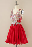 Red Beading Homecoming Dress